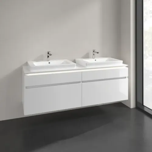 Villeroy & Boch Legato Тумба под раковину, с подсветкой, 4 выдвижных ящика, 1600 x 550 x 500 mm, Glossy White / Glossy White B693L0DH