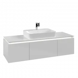 Villeroy & Boch Legato Тумба под раковину, с подсветкой, 3 выдвижных ящика, 1400 x 380 x 500 mm, Glossy White / Glossy White B759L0DH