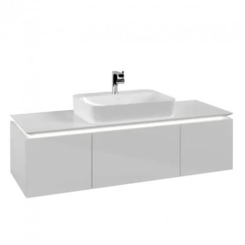Villeroy & Boch Legato Тумба под раковину, с подсветкой, 3 выдвижных ящика, 1400 x 380 x 500 mm, Glossy White / Glossy White B759L0DH