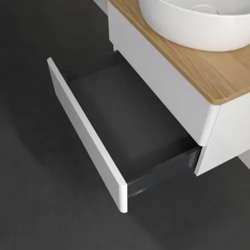 Villeroy & Boch Antao Тумба под раковину, 2 выдвижных ящика, 600 x 360 x 500 mm, лицевая поверхность без текстурированной отделки, Glossy White Lacquer / Honey Oak K18051GF