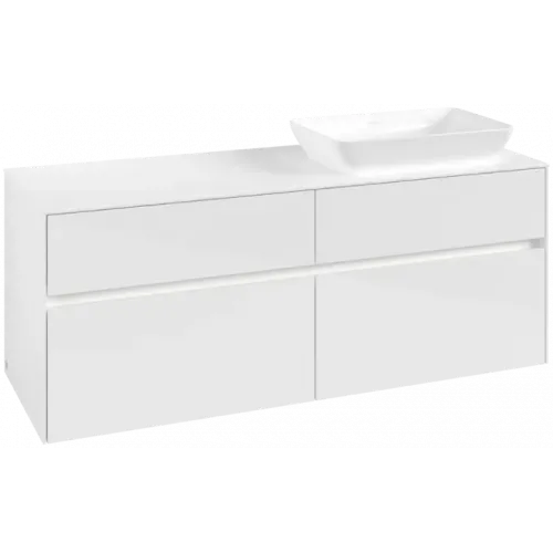 Villeroy & Boch Collaro Тумба под раковину, с подсветкой, 4 выдвижных ящика, 1400 x 548 x 500 mm, Glossy White / Glossy White C118B0DH