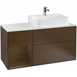 Villeroy & Boch Finion Тумба под раковину, с подсветкой, 3 выдвижных ящика, 1200 x 603 x 501 mm, Walnut Veneer / Walnut Veneer G141GNGN
