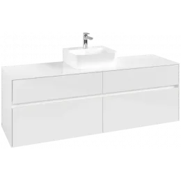 Villeroy & Boch Collaro Тумба под раковину, с подсветкой, 4 выдвижных ящика, 1600 x 548 x 500 mm, Glossy White / Glossy White C104B0DH