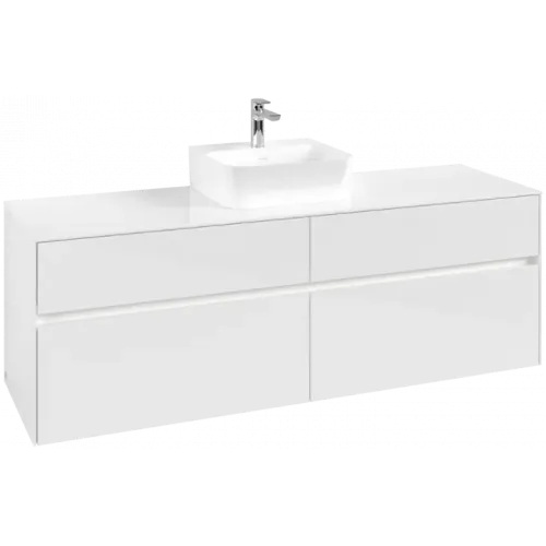 Villeroy & Boch Collaro Тумба под раковину, с подсветкой, 4 выдвижных ящика, 1600 x 548 x 500 mm, Glossy White / Glossy White C104B0DH