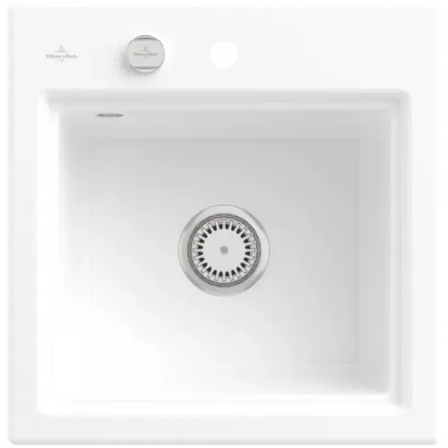 Villeroy & Boch Subway Style 50 S Мойка, включая Комплект слива с эксцентриком, сливная решетка , выкл Керамика, 500 x 510 mm, Альпийский белый CeramicPlus 335A02R1