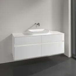 Villeroy & Boch Collaro Тумба под раковину, с подсветкой, 4 выдвижных ящика, 1400 x 548 x 500 mm, Glossy White / Glossy White C116B0DH