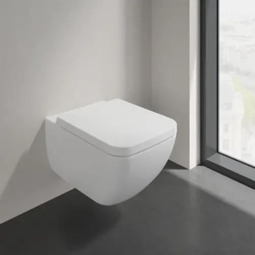 Villeroy & Boch Venticello Унитаз с открытым смывным краем, настенный, Stone White CeramicPlus 4611R0RW