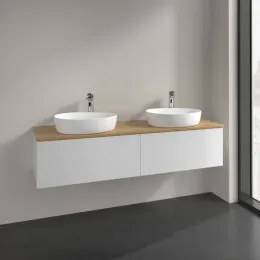 Villeroy & Boch Antao Тумба под раковину, 2 выдвижных ящика, 1600 x 360 x 500 mm, лицевая поверхность без текстурированной отделки, Glossy White Lacquer / Honey Oak K39051GF