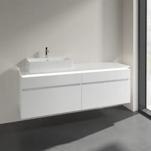 Villeroy & Boch Legato Тумба под раковину, с подсветкой, 4 выдвижных ящика, 1600 x 550 x 500 mm, Glossy White / Glossy White B673L0DH