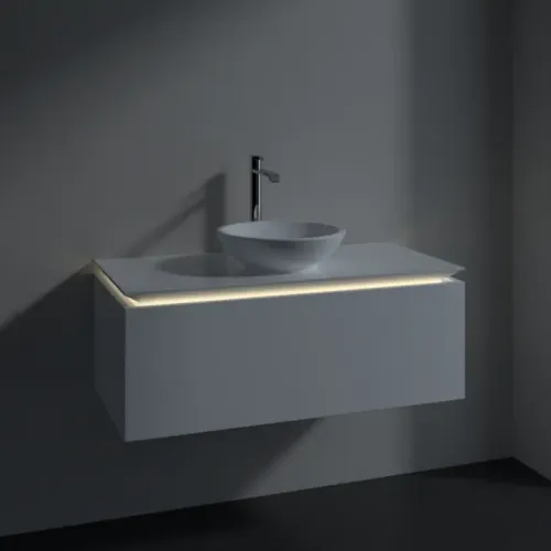 Villeroy & Boch Legato Тумба под раковину, с подсветкой, 1 выдвижной ящик, 1000 x 380 x 500 mm, Glossy White / Glossy White B571L0DH